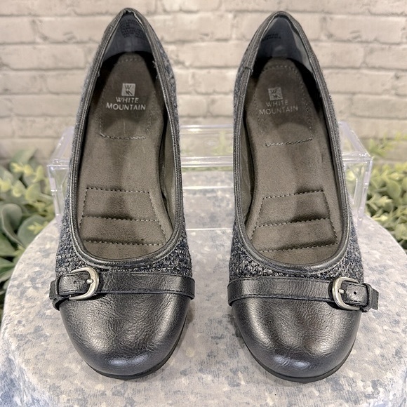 White Mountain “Sia” Navy & Gray Fabric Knit Round Toe Ballet Flats WMS 7.5M✨EUC - Picture 3 of 9